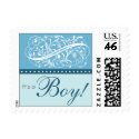 Elegant Blue New Baby Postage Stamp stamp